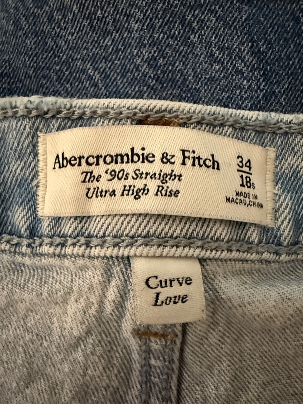 Abercrombie & Fitch Light Blue Ultra High Rise '90s Straight Jeans